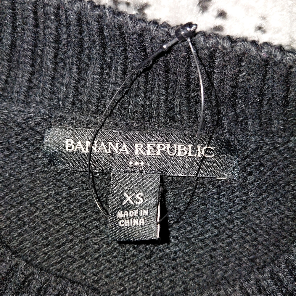 BANANA REPUBLIC Black Volume Sleeve Ribbed Sweater XS EUC - Picture 10 of 11